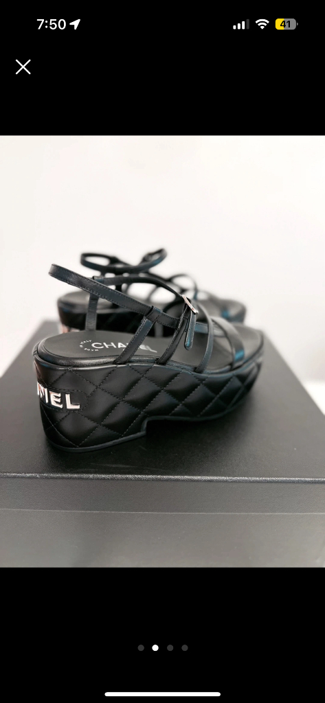 샤넬 블랙 퀼팅 샌들 이미지