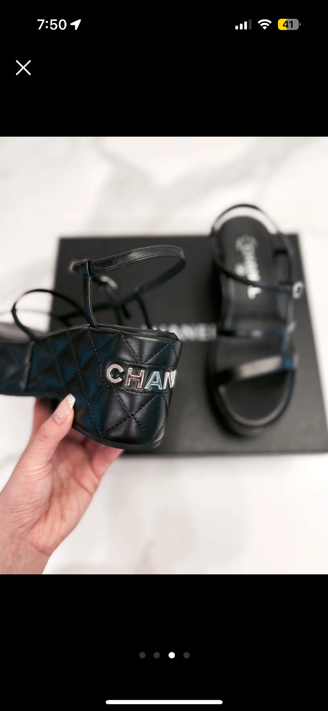 샤넬 블랙 퀼팅 샌들 이미지