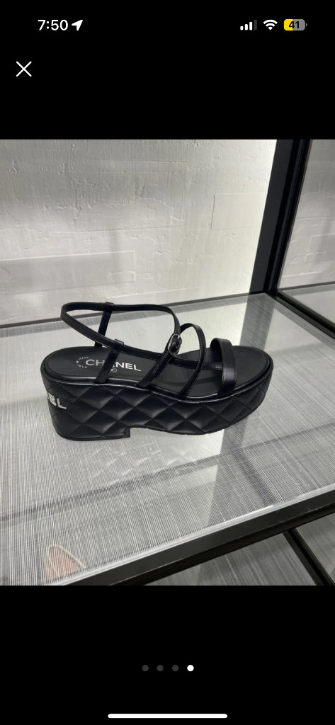샤넬 블랙 퀼팅 샌들 이미지