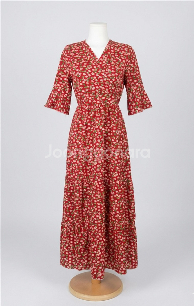 (새상품) 여성 휴양지 레드 캉캉 밴딩 롱원피스--1