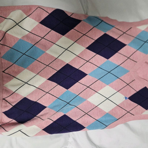 핑크 아가일 니트 조끼