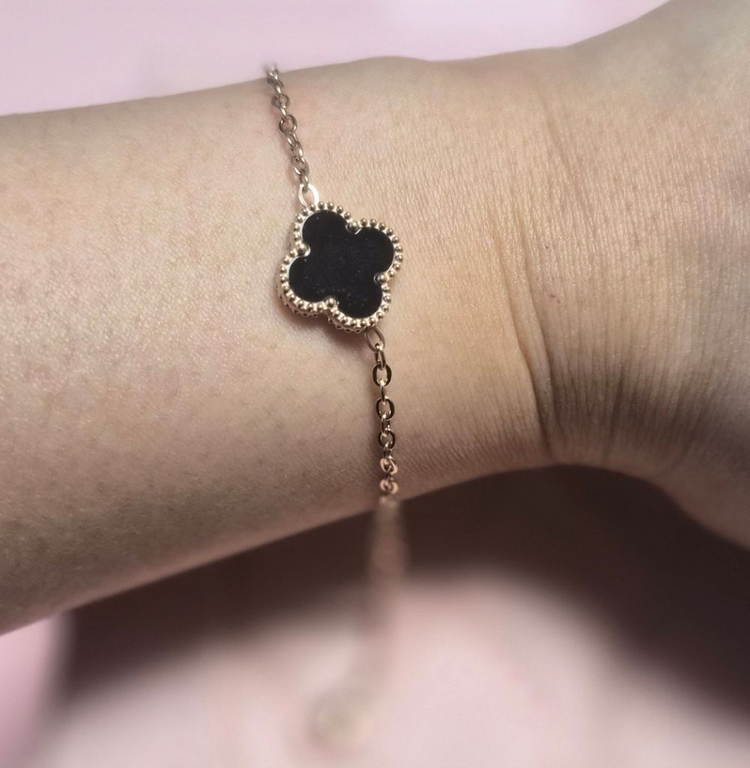 크로버스타일 블랙 네잎클로버팔찌 로골 (새상품)--3