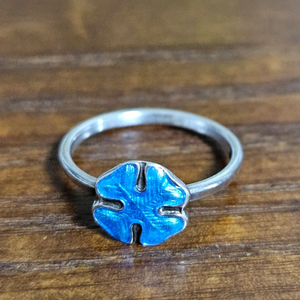 덴마크 빈티지 실버 블루네잎클로버 반지