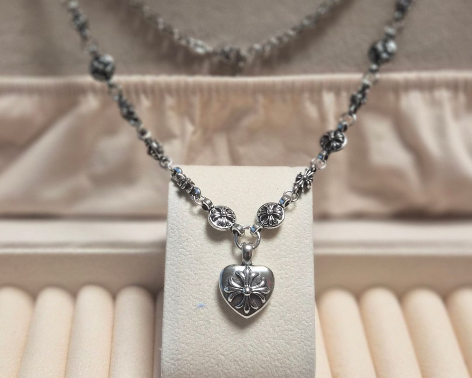 십자가목걸이 하트십자가 팬던트 빈티지 실버 목걸이 (새상품)--0