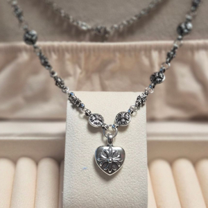 십자가목걸이 하트십자가 팬던트 빈티지 실버 목걸이 (새상품)