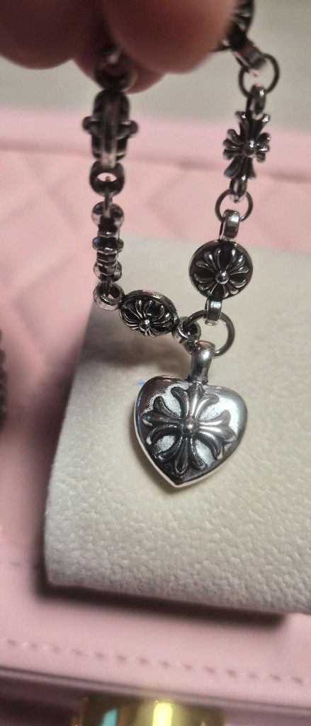 십자가목걸이 하트십자가 팬던트 빈티지 실버 목걸이 (새상품)--3