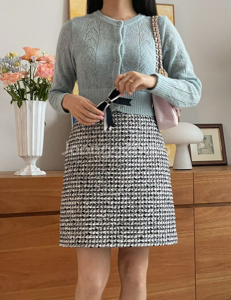 샤팽르레브 Delicat 블랙화이트 린톤트위드셋업(M/66)--2