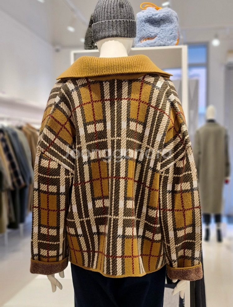 스튜디오 톰보이 체크 카라 가디건--1