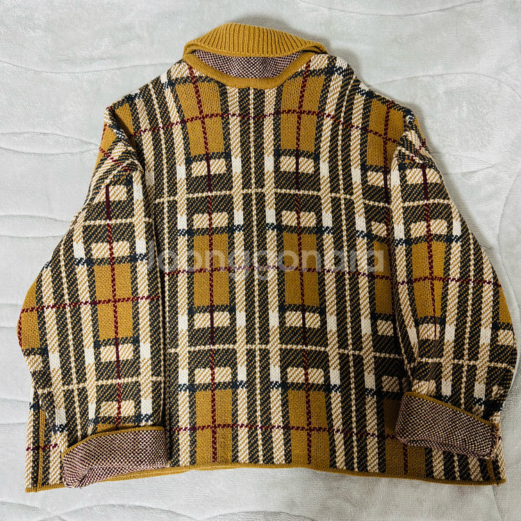 스튜디오 톰보이 체크 카라 가디건--3