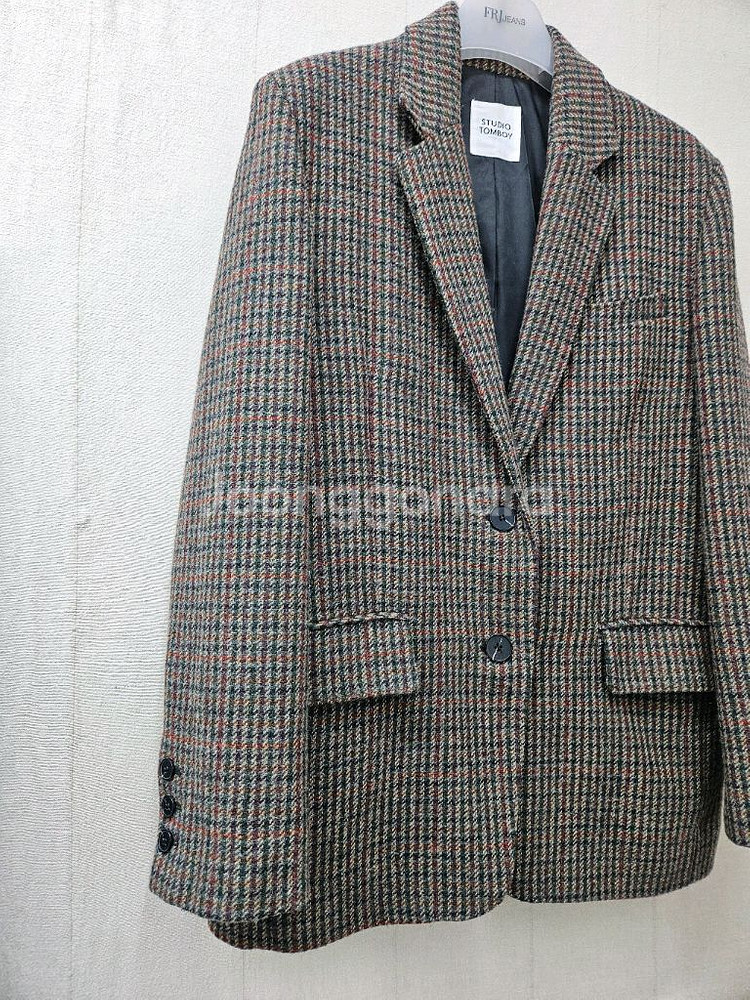 스튜디오톰보이 체크울자켓 55~66--2