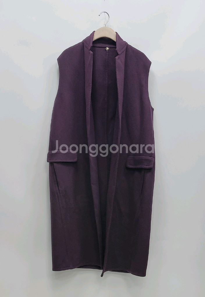 이탈리아 울 캐시미어 모직 롱 베스트 / 여 85 버건디 퍼플--10