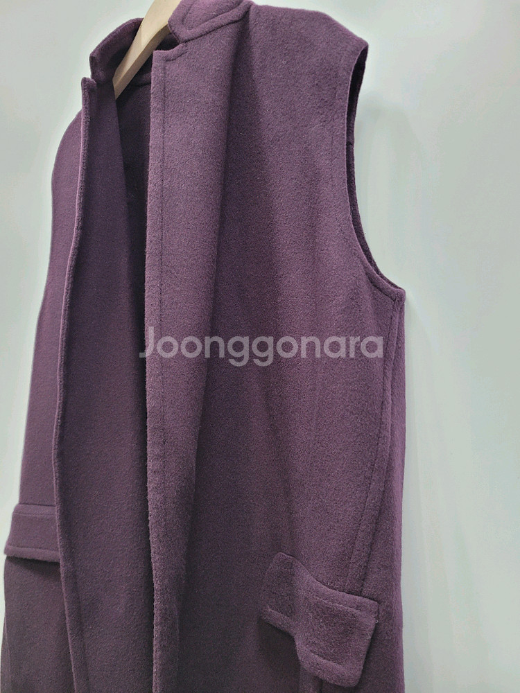 이탈리아 울 캐시미어 모직 롱 베스트 / 여 85 버건디 퍼플--2