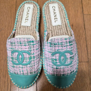 (정품) 샤넬 CC로고 트위드 에스파듀 37사이즈 (명품 여자 슬리퍼 샌들 뮬)
