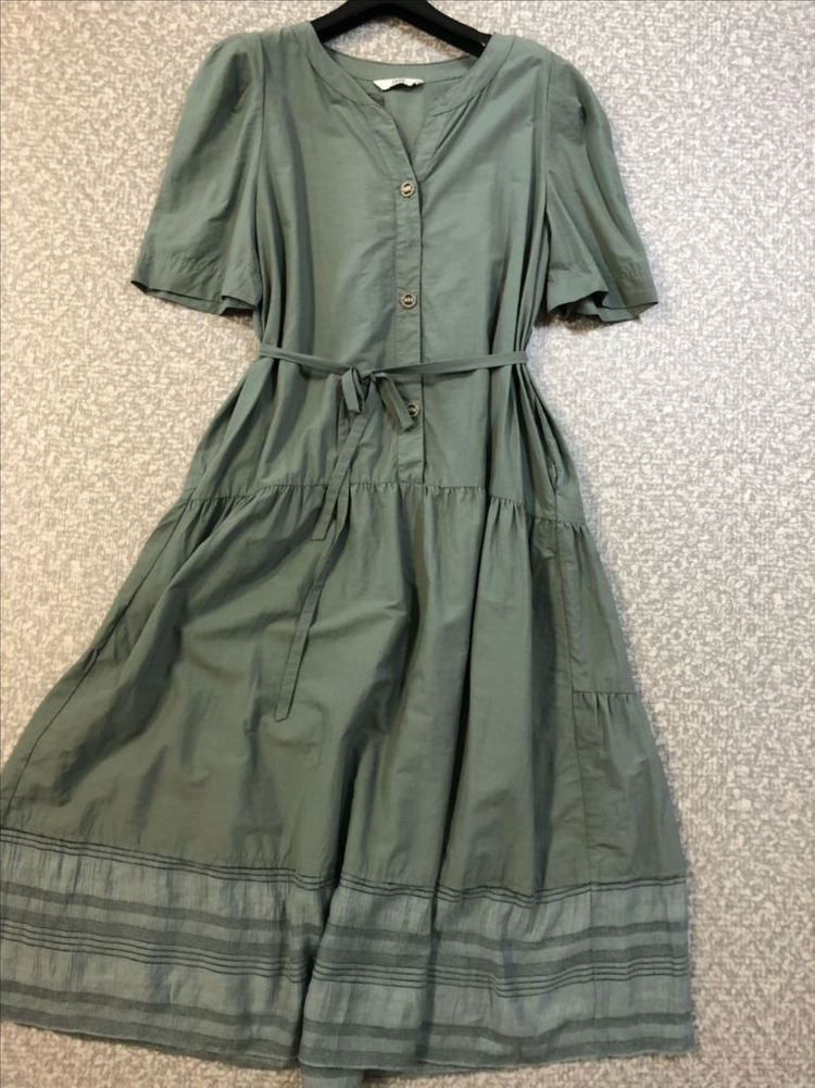 쥬크 22년 정가35.9 바스락 시스루 벨티드 롱 원피스 튤 반팔 민트 주크--1