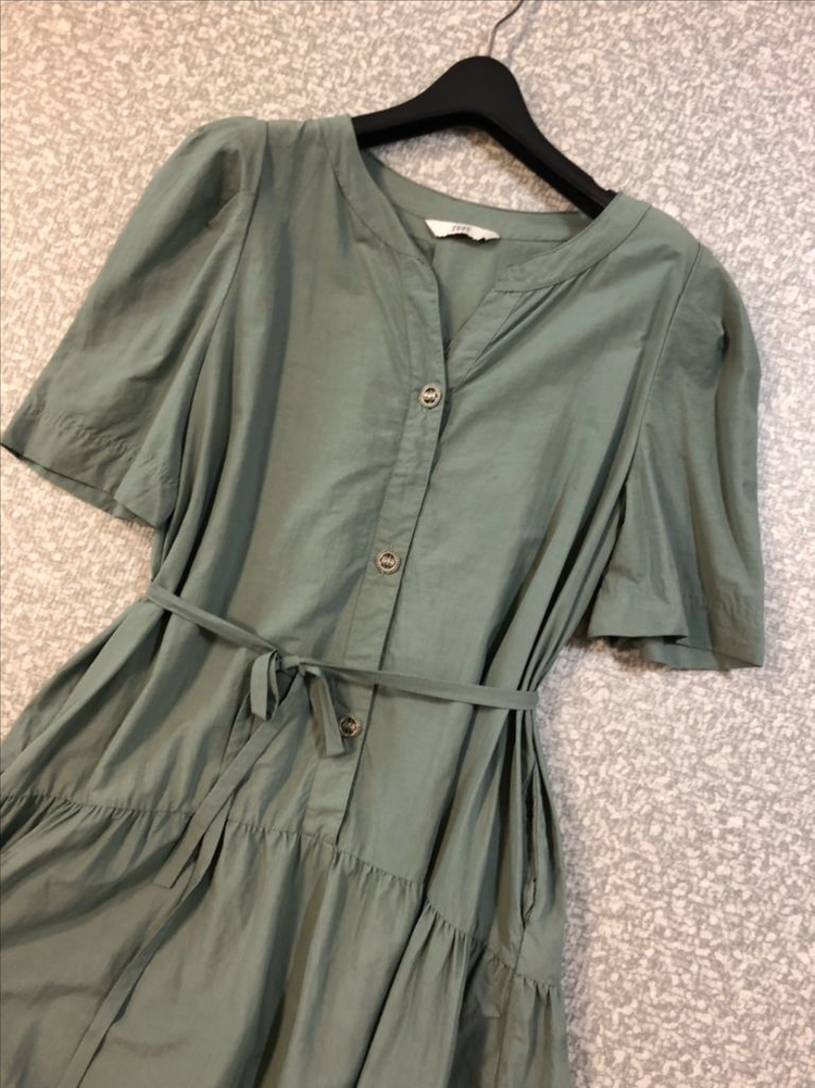 쥬크 22년 정가35.9 바스락 시스루 벨티드 롱 원피스 튤 반팔 민트 주크--3