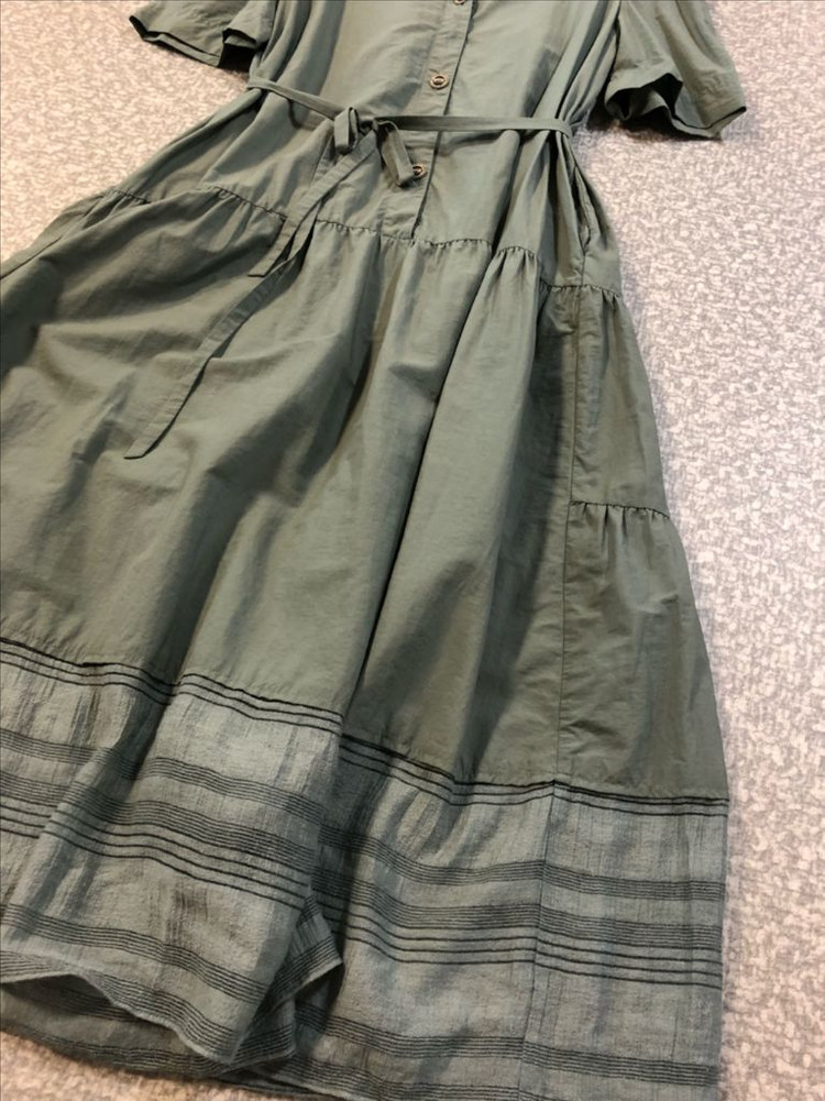 쥬크 22년 정가35.9 바스락 시스루 벨티드 롱 원피스 튤 반팔 민트 주크--9