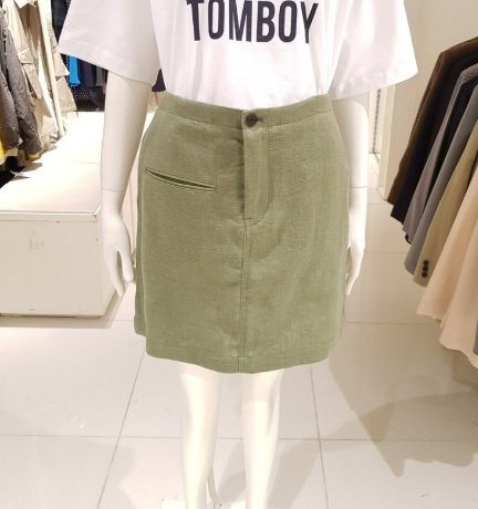 스튜디오 톰보이 카키 린넨 스커트 66정도--1