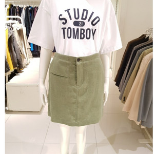 스튜디오 톰보이 카키 린넨 스커트 66정도