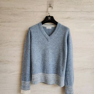 타임 캐시미어 실크 울 브이넥 니트 프리사이즈