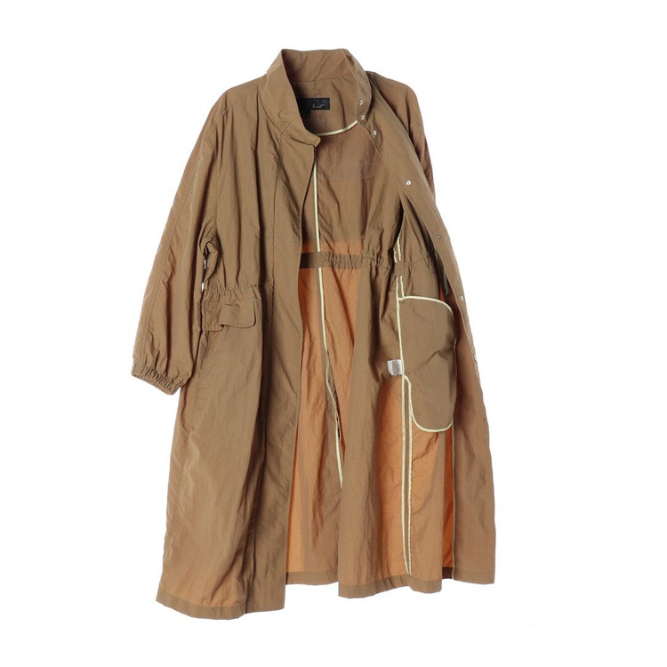 지컷 베이지 나일론 사파리 야상 롱 집업 점퍼 재킷--1