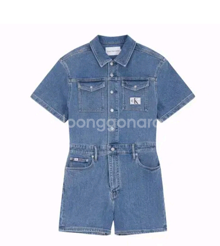 ck 캘빈클라인 진스 미드블루 데님 숏 오버롤 55--6