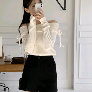 새상품) 아뜨랑스 리본 벨벳 골지 오프숄더 니트 티셔츠 / 미니포에 리얼옐로우 프렌치오브 이퓨 히니크 퍼빗 쇼퍼랜드