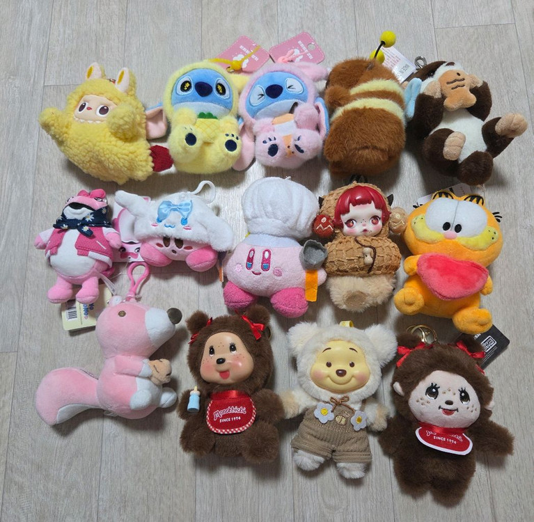 새상품, 택o) 새우라부부 스티치 카피바라 랏코상 스컬판다 몬치치 등 캐릭터 키링 인형 이미지