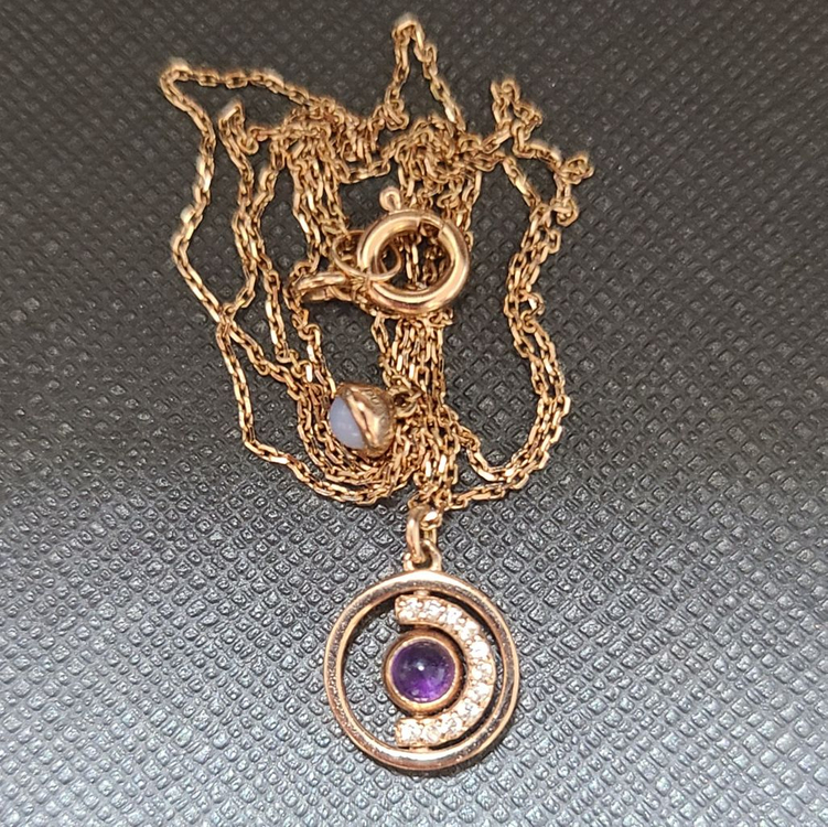 (정가 87만원) 풀박스 새제품 디디에두보 14k 쁘디디디 자수정 목걸이 (2월 탄생석) 이미지