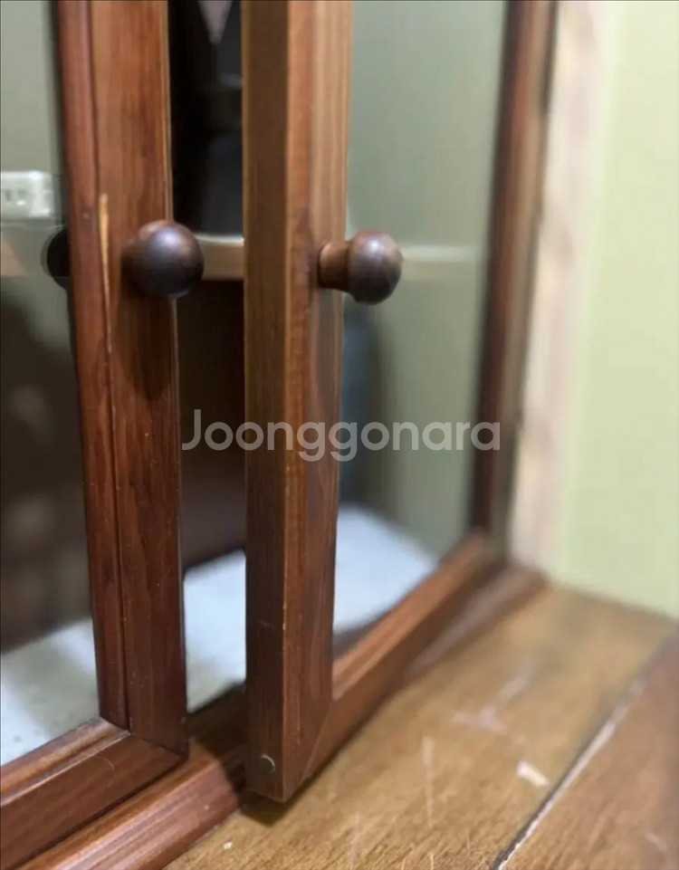 원목 빈티지 엔틱유리 진열장 장식장--3