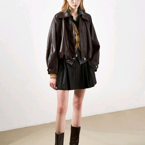 한섬 25fw신상 시스템 레더 드로우스트링 집업점퍼 55