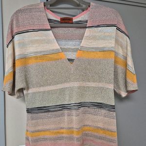 미쏘니 샤이니 브이넥 니트 탑 이미지