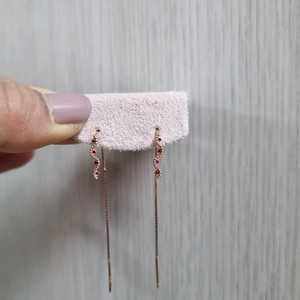 14k 로즈골드 물결줄 귀걸이