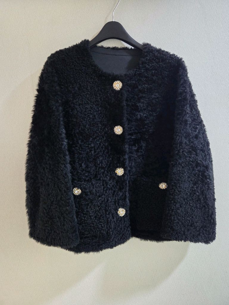 모조에스핀 천연양모 천연양가죽 무스탕 자켓--1