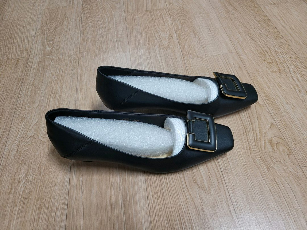 여성)블랙 플랫 슈즈 단화(새상품250m)--1