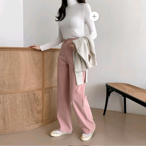 유라타임 기모안감 베이글 코듀로이 하이웨스트 세미 와이드 팬츠