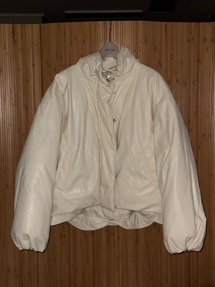 로우타이드 레더 다운 패딩 자켓 아이보리 M레--1