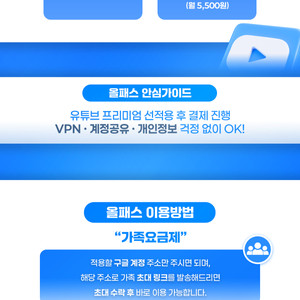 유튜브 프리미엄+뮤직 최저가 보장(가족,개인)