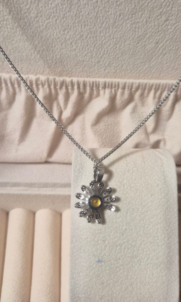 데이지 목거링 꽃큐빅 지디목걸이 (새상품)--1