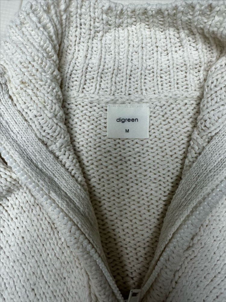 디그린 아이보리 꽈배기 니트 집업 M--4