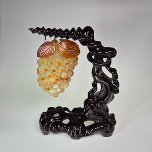 천연수산옥 포도문 좌대 장식품 옥 골동품 고미술품 인테리어소품 장식품