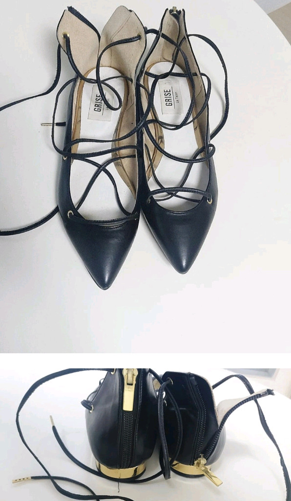 스틸레토 스트랩 플랫슈즈 230 225 발레리나 단화 로퍼--1