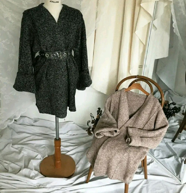 보카시 니트 롱 가디건 세련 오피스룩 베이지 브라운 가을 겨울--1