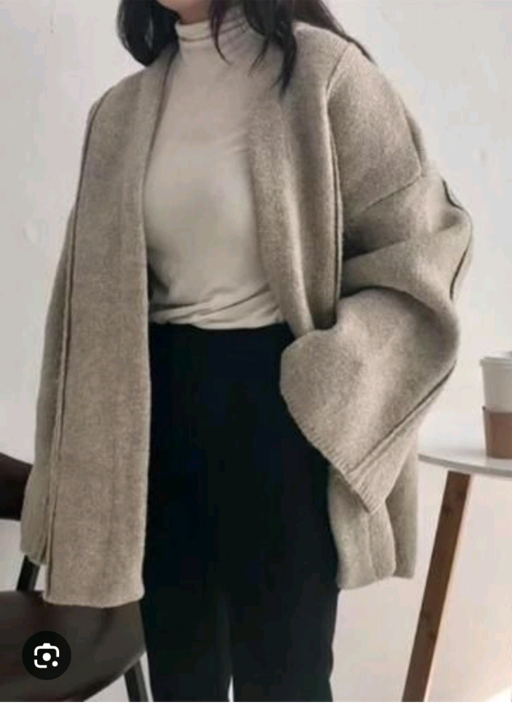 보카시 니트 롱 가디건 세련 오피스룩 베이지 브라운 가을 겨울--3