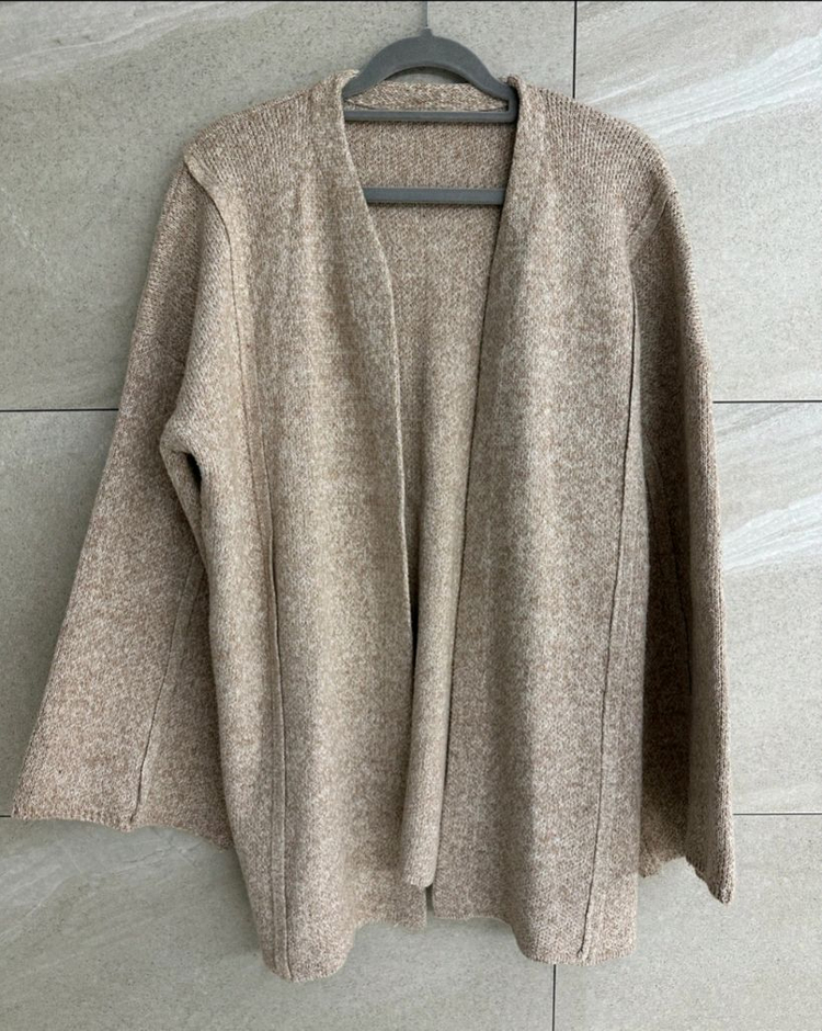 보카시 니트 롱 가디건 세련 오피스룩 베이지 브라운 가을 겨울--4