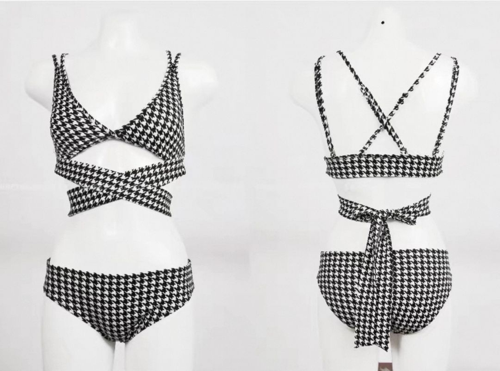 체크 하운드 수영복 비키니--7
