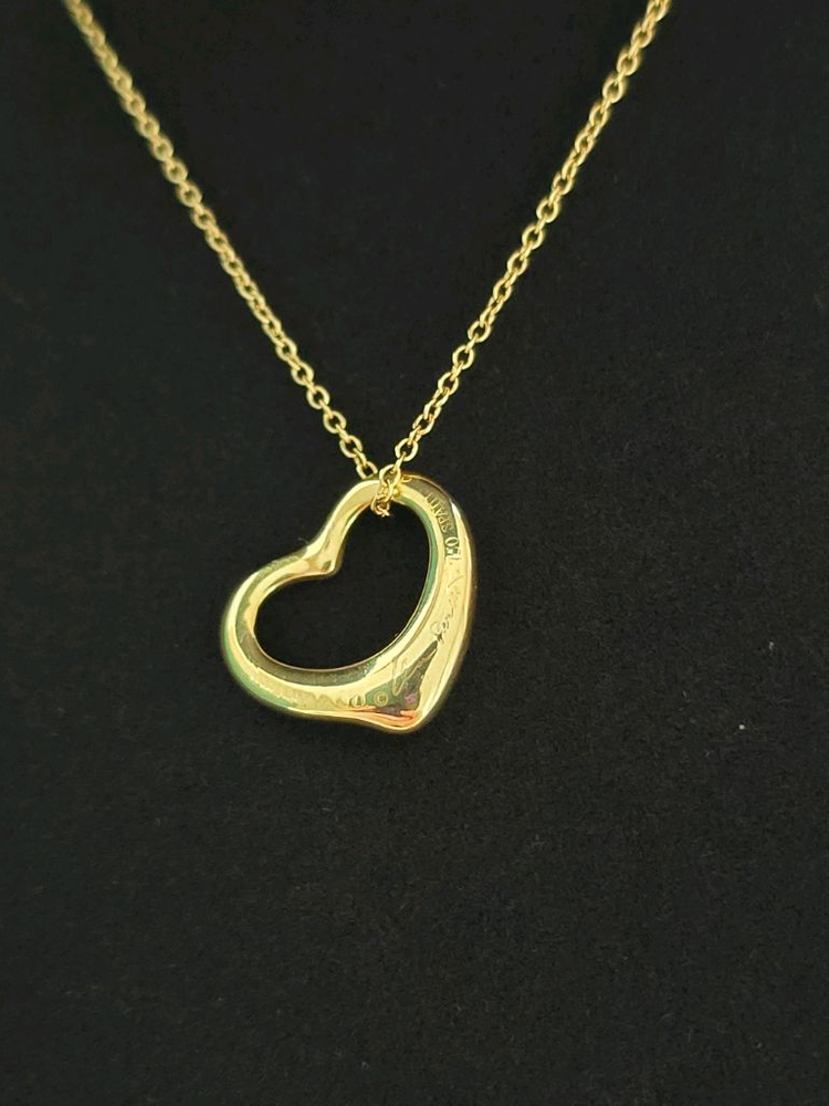 TAFFANY&CO 티파니앤코 18k 5다이아오픈하트목걸이 넥글리스 정품--2