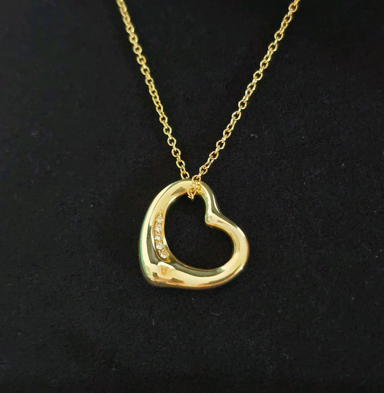 TAFFANY&CO 티파니앤코 18k 5다이아오픈하트목걸이 넥글리스 정품--5