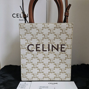 [S+급/미니] 셀린느 카바스 버티컬 트리옹프 토트백 화이트