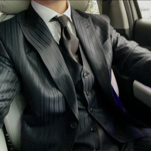 (100) 맞춤정장 다크네이비 실크 쓰리피스 (자켓+베스트+팬츠)