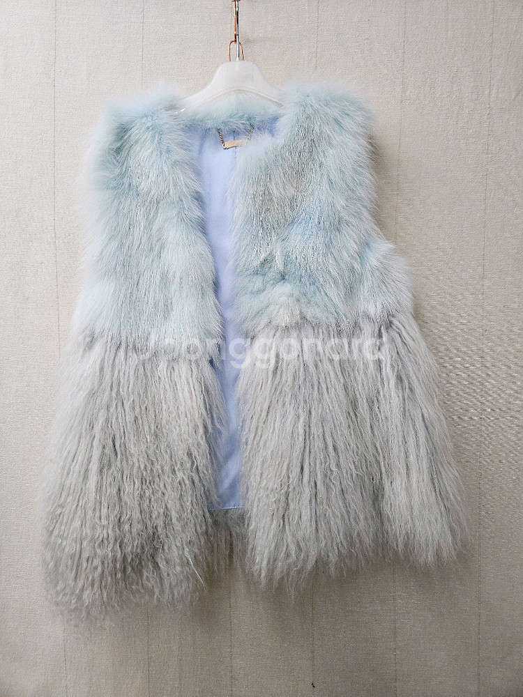 양털 폭스 모피조끼 55~66--4